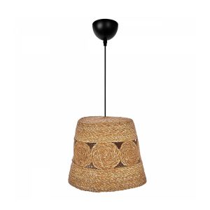PANIER 204-0170 Boho Κρεμαστό Φωτιστικό Καμπάνα Μονόφωτο 1 x E27 IP20 Μπεζ Σχοινί – Μ32 x Π32 x Υ30cm