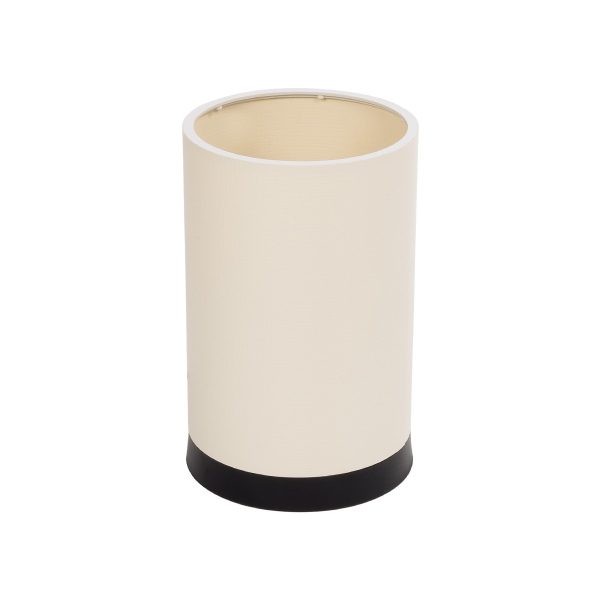 CYLINDER 203-0183 Μοντέρνο Επιτραπέζιο Φωτιστικό Πορτατίφ Μονόφωτο 1 x E27 IP20 Μαύρο Πλαστικό με Μπεζ Υφασμα - Μ14 x Π14 x Υ21cm