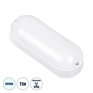 HOMIE 61000 LED Πλαφονιέρα Οροφής – Τοίχου Οβάλ 11W 960lm 150° AC 220-240V Αδιάβροχο IP65 Μ17 x Π7 x Υ4.5cm Ψυχρό Λευκό 6000K – 3 Years Warranty