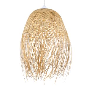 MANILA 01714 Boho Κρεμαστό Φωτιστικό Πλέγμα Μονόφωτο 1 x E27 IP20 Μπεζ Ξύλο – Μ45 x Π45 x Υ60cm