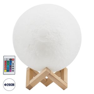 MOON 79620 Επιτραπέζιο Φωτιστικό Πορτατίφ LED 6W 360lm 360° DC 5V IP20 RGBW Dimmable Λευκό Πλαστικό με Μπεζ Ξύλο – Μ20 x Π20 x Υ25cm – 2 Xρόνια Εγγύηση