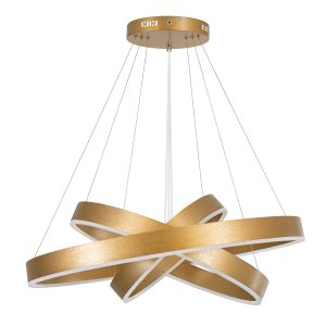 VENOM TRIO 61190-DECO Κρεμαστό Φωτιστικό Δαχτυλίδι-Κύκλος LED CCT 120W 14158lm 120° AC 220-240V – Εναλλαγή Φωτισμού μέσω Τηλεχειριστηρίου All In One Ψυχρό 6000K+Φυσικό 4500K+Θερμό 2700K Dimmable Φ40+60+80cm – Χρυσό Βούρτσας – 3 Years Warranty