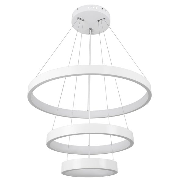 NEMESIS TRIO 61168-DECO Κρεμαστό Φωτιστικό Δαχτυλίδι-Κύκλος LED CCT 100W 12123lm 360° AC 220-240V - Εναλλαγή Φωτισμού μέσω Τηλεχειριστηρίου All In One Ψυχρό 6000k+Φυσικό 4500k+Θερμό 2700k Dimmable Φ25+40+60cm - Λευκό - 3 Years Warranty - Image 4