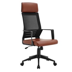 BF2500 Πολυθρόνα Γραφείου Διευθυντή Mesh Μαύρο – Pu Καφέ