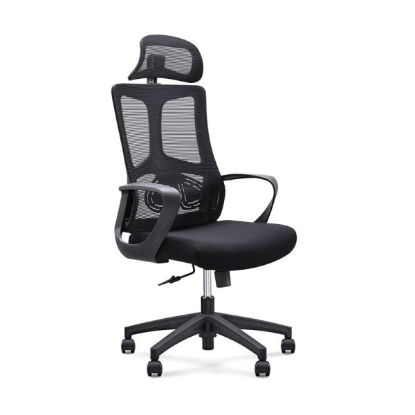 BF8600 Πολυθρόνα Γραφείου Διευθυντή, Mesh Μαύρο, Ύφασμα Μαύρο