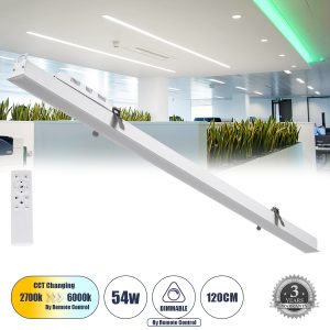 LUCA 61033 Γραμμικό Χωνευτό Φωτιστικό Linear LED CCT 54W 6500lm 120° AC 220-240V Μ121.5 x Π5 x Υ4cm – Εναλλαγή Φωτισμού μέσω Τηλεχειριστηρίου All In One Ψυχρό 6000k+Φυσικό 4500k+Θερμό 2700k Dimmable – Λευκό – 3 Years Warranty