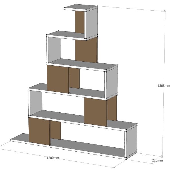 Βιβλιοθήκη  PRUNELA Λευκό/Καρυδιά 120x22x131cm - Image 4