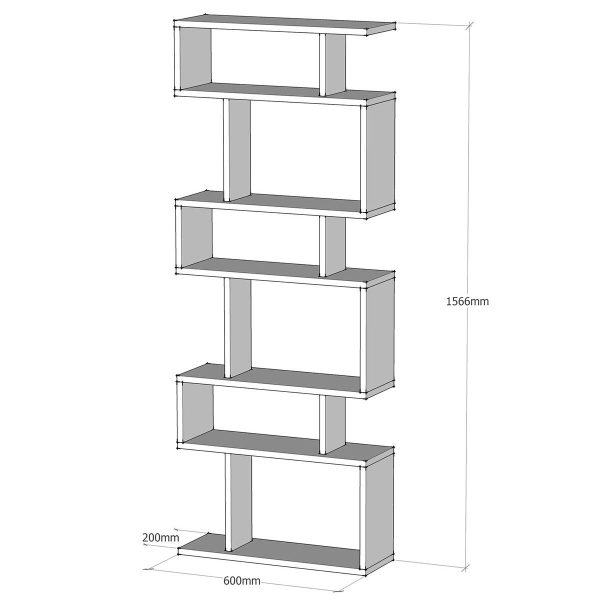 Βιβλιοθήκη  OSMOND Λευκό Μοριοσανίδα/Μελαμίνη 60x20x157cm - Image 4
