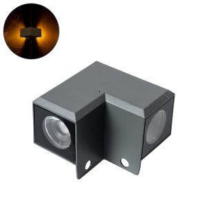 WALLLIGHT-DONA 90730 Γωνιακό Φωτιστικό LED 10W 850lm 10° DC 24V Αδιάβροχο IP66 Πορτοκαλί 2200K Dimmable – Γκρι Ανθρακί – Μ8 x Π8 x Υ6cm – 3 Χρόνια Εγγύηση