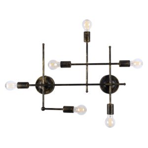 PIPING 00666 Vintage Επιτοίχιο Φωτιστικό Πολύφωτο 6 x E27 IP20 Μπρούτζινο Μέταλλο – Μ66 x Π9.5 x Υ49cm