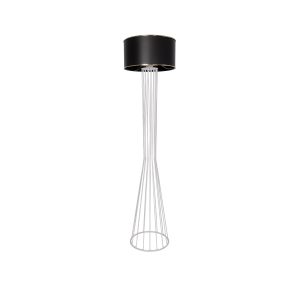 NOVA 201-0038 Μοντέρνο Επιδαπέδιο Φωτιστικό 1 x E27 IP20 Λευκό Μεταλλό με Μαύρο Ύφασμα – Μ36 x Π36 x Υ148cm