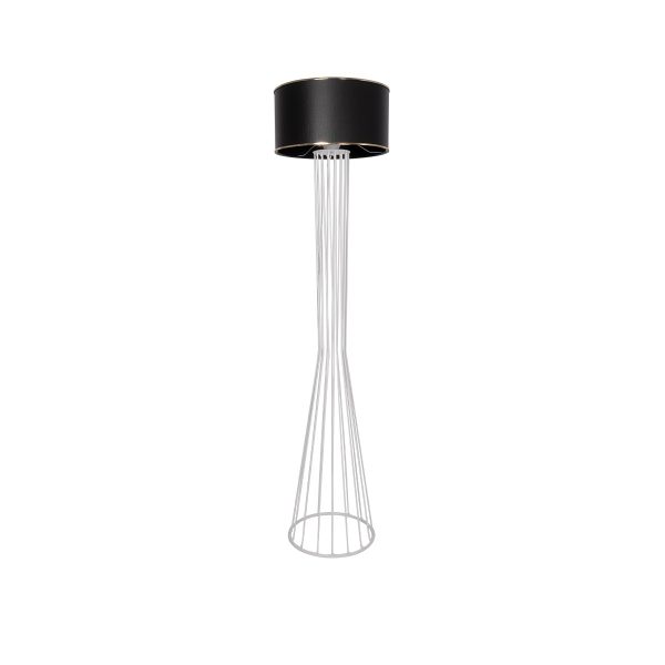 NOVA 201-0038 Μοντέρνο Επιδαπέδιο Φωτιστικό 1 x E27 IP20 Λευκό Μεταλλό με Μαύρο Ύφασμα - Μ36 x Π36 x Υ148cm