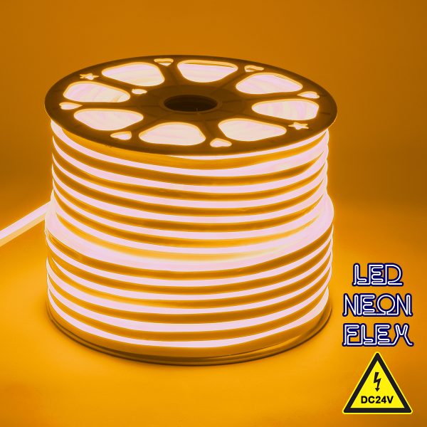 70566 OVALE 120° Degree Neon Flex Epistar LED SMD 2835 1m 12W/m 120LED/m 1020lm/m 120° DC 24V Αδιάβροχη IP68 Gold - Ultra Θερμό 2200K Dimmable