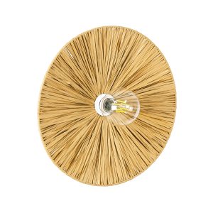 COLOMBO 02283 Boho Επιτοίχιο Φωτιστικό Απλίκα Μονόφωτο 1 x E27 IP20 Μπεζ Raffia – Μ40 x Π40 x Υ9cm
