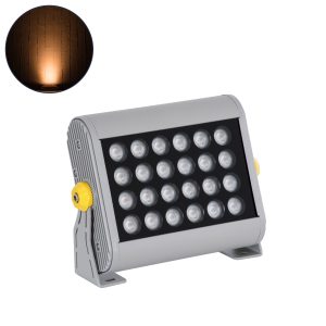 FLOOD-HENA 90444 Προβολέας Σποτ Wall Washer LED 24W 2040lm 30° AC 220-240V Αδιάβροχο IP67 Πορτοκαλί 2200K – Ασημί – Μ22.5 x Π6 x Υ16.5cm – 3 Χρόνια Εγγύηση