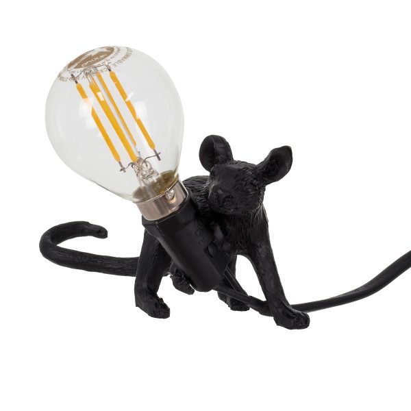 MOUSE 00675 Vintage Επιτραπέζιο Φωτιστικό Πορτατίφ Μονόφωτο 1 x E12 IP20 Μαύρο Πλαστικό - Μ13 x Π4 x Υ7cm