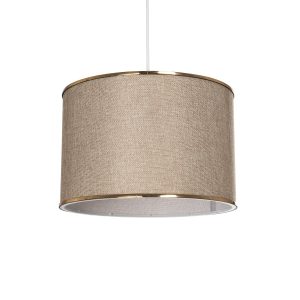 ELECTRA 203-0112 Μοντέρνο Κρεμαστό Φωτιστικό Καπέλο Μονόφωτο 1 x E27 IP20 Mπεζ Ύφασμα με Χρυσό Μέταλλο – Μ30 x Π30 x Υ23cm