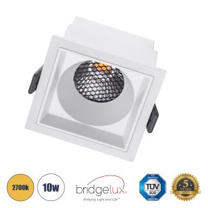 PLUTO-M 60273 Χωνευτό LED Spot Downlight TrimLess Μ8.4xΠ8.4cm 10W 1250lm 38° AC 220-240V IP20 Μ8.4 x Π8.4 x Υ5.9cm – Τετράγωνο – Λευκό & Anti-Glare HoneyComb – Θερμό Λευκό 2700K – Bridgelux COB – 5 Years Warranty
