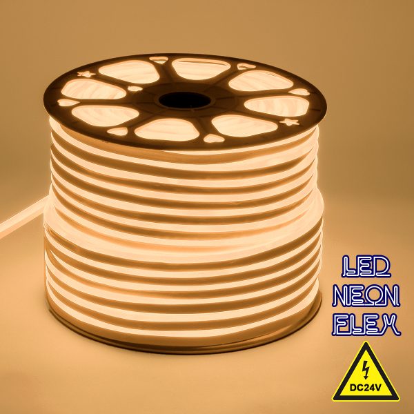 70562 OVALE 120° Degree Neon Flex Epistar LED SMD 2835 1m 12W/m 120LED/m 1080lm/m 120° DC 24V Αδιάβροχη IP68 Θερμό Λευκό 3000K Dimmable