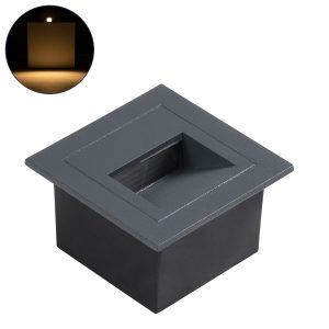 STEP-MINA 90627 Χωνευτό Αρχιτεκτονικό Φωτιστικό Διαδρόμου/Σκαλοπατιού LED 3W 330lm 30° DC 24V Αδιάβροχο IP65 Θερμό Λευκό 2700K Dimmable – Γκρι Ανθρακί – Μ8.3 x Π8.3 x Υ5cm / Μ6.6 x Π6.6cm – 3 Χρόνια Εγγύηση