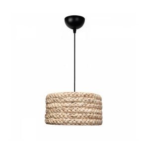 POMEGRANDE 204-0161 Boho Κρεμαστό Φωτιστικό Kαπέλο Μονόφωτο 1 x E27 IP20 Μπεζ Rattan – Μ29 x Π29 x Υ15cm