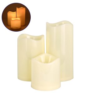 79552 ΣΕΤ 3 Διακοσμητικών Realistic Κεριών με LED – Μπαταρίας & Ασύρματο Χειριστήριο IR Θερμό Λευκό 3000K