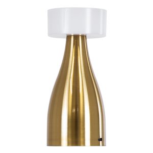 DOLLY 76470 Επαναφορτιζόμενο Επιτραπέζιο Φωτιστικό Πορτατίφ LED 1.5W 105lm 120° DC 5V IP44 CCT Ultra Θερμό 1500K – Φυσικό Λευκό 4500K – Ψυχρό Λευκό 6000K Dimmable Χρυσό & Λευκό Πλαστικό – Μ9 x Π9 x Υ21cm – 2 Χρόνια Εγγύηση