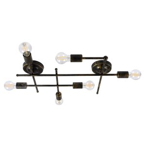PIPING 00666-1 Vintage Φωτιστικό Οροφής Πλέγμα Πολύφωτο 6 x E27 IP20 Μπρούτζινο Μέταλλο – Μ66 x Π9.5 x Υ49cm