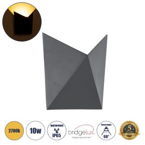 STEALTH 60519 Φωτιστικό Τοίχου – Απλίκα Αρχιτεκτονικού Φωτισμού Εσωτερικού/Εξωτερικού Χώρου Up or Down LED 10W 1000lm 60° AC220-240V Αδιάβροχο IP65 – Σώμα Αλουμινίου & Tempered Glass – Μ17 x Π7.5 x Υ17cm – Θερμό Λευκό 2700K – Γκρι Ανθρακί – Bridgelux