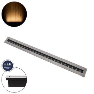 UNDERGROUND-REMVI 90194 Χωνευτή Μπάρα Φωτισμού Wall Washer LED 24W 2160lm 10° DC 24V Αδιάβροχο IP68 Θερμό Λευκό 2700K Dimmable – Ανοξείδωτο Ατσάλι 304 – Μ100 x Π9 x Υ7.2cm / Μ98.2 x Π7.6cm – 3 Χρόνια Εγγύηση