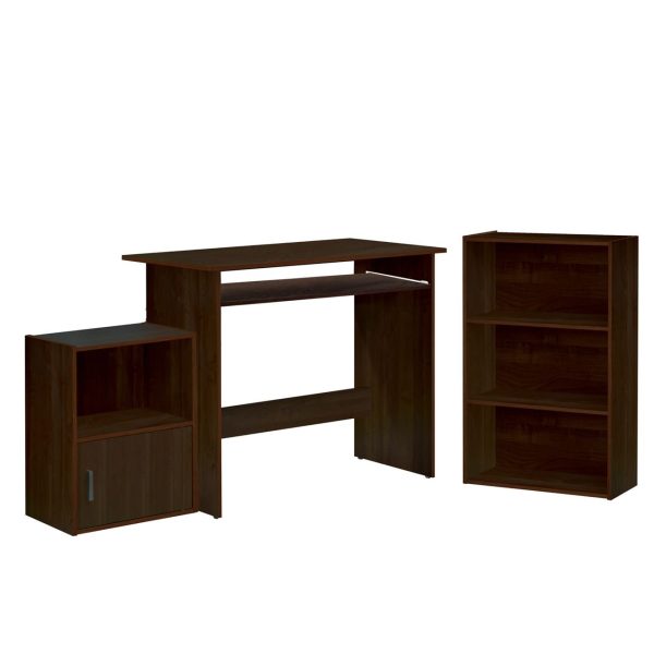 DECON Set Γραφείο Καρυδί: Γραφείο 90x50x75cm Βιβλιοθήκη 50x23x80cm Ντουλάπι 41x29x54cm - Image 2