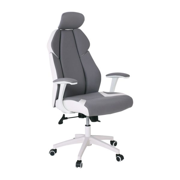 BF8300 Πολυθρόνα Γραφείου Διευθυντή, Microfiber Γκρι PU Άσπρο - Image 2