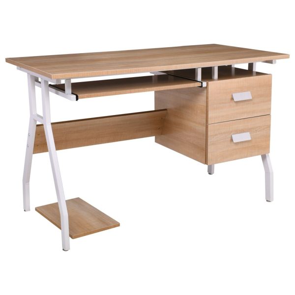 UNIT Γραφείο Η/Υ Μέταλλο Βαφή Άσπρο, Melamine Απόχρωση Sonoma - Image 2