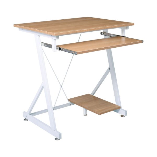 UNIT Γραφείο Η/Υ Μέταλλο Βαφή Άσπρο, Melamine Απόχρωση Sonoma - Image 3