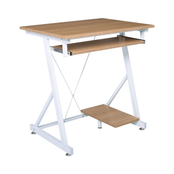 UNIT Γραφείο Η/Υ Μέταλλο Βαφή Άσπρο, Melamine Απόχρωση Sonoma - Image 2