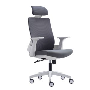 BF8900 Πολυθρόνα Γραφείου Διευθυντή, Άσπρο – Γκρι, Mesh Γκρι, Ύφασμα Γκρι