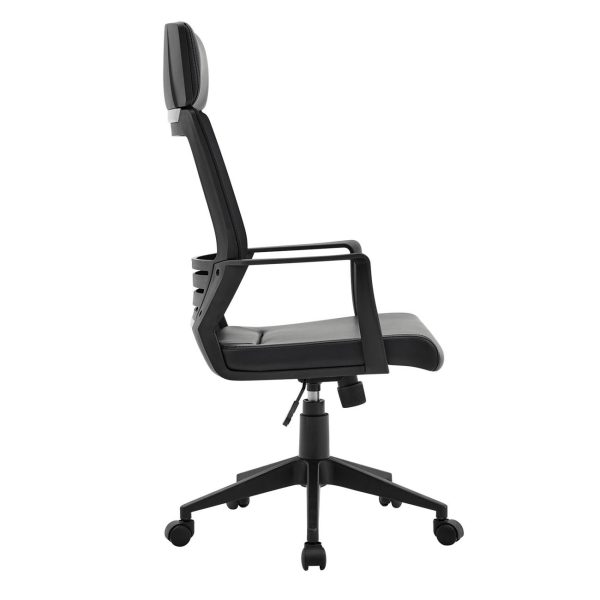 BF2500 Πολυθρόνα Γραφείου Διευθυντή Mesh Μαύρο - Pu Μαύρο - Image 4