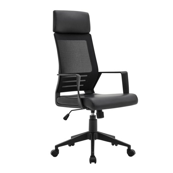 BF2500 Πολυθρόνα Γραφείου Διευθυντή Mesh Μαύρο - Pu Μαύρο - Image 2