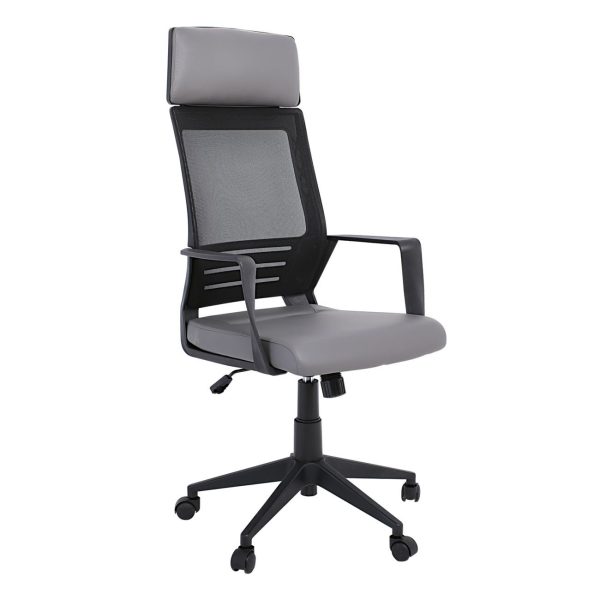 BF2500 Πολυθρόνα Γραφείου Διευθυντή Mesh Μαύρο - Pu Γκρι - Image 2