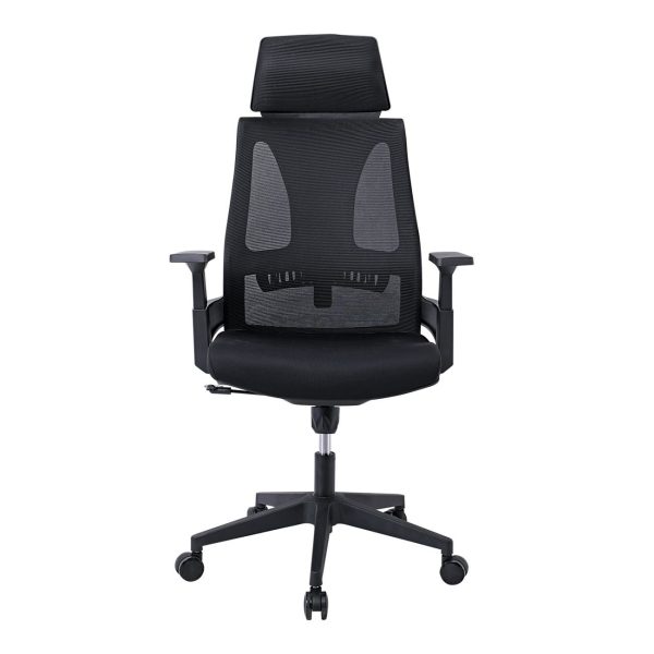 BF8750 Πολυθρόνα Γραφείου Διευθυντή, Mesh Μαύρο, Ύφασμα Μαύρο - Image 3