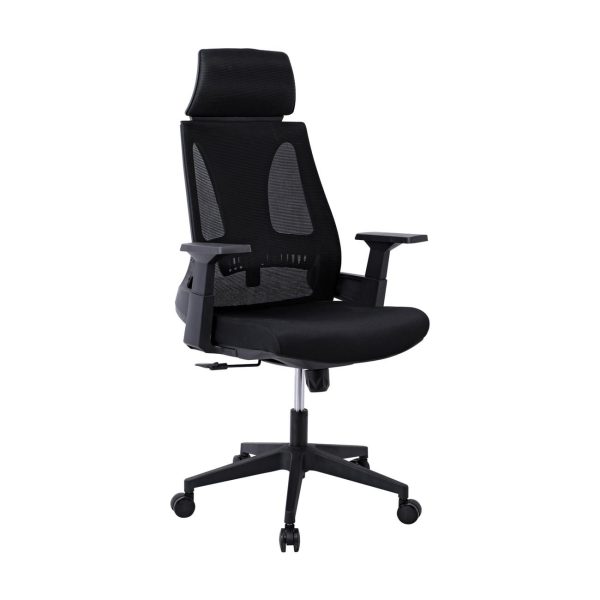 BF8750 Πολυθρόνα Γραφείου Διευθυντή, Mesh Μαύρο, Ύφασμα Μαύρο - Image 2