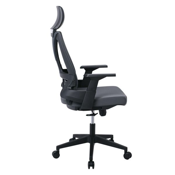 BF8750 Πολυθρόνα Γραφείου Διευθυντή, Mesh Γκρι, Ύφασμα Γκρι - Image 5