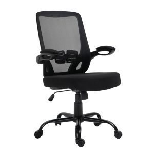 BF2930W Πολυθρόνα Γραφείου Ανακλινόμενα Μπράτσα, Μέταλλο Βάση, Mesh – Ύφασμα Μαύρο