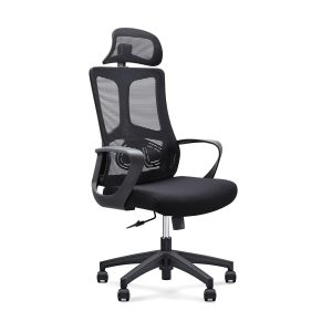 BF8600 Πολυθρόνα Γραφείου Διευθυντή, Mesh Μαύρο, Ύφασμα Μαύρο