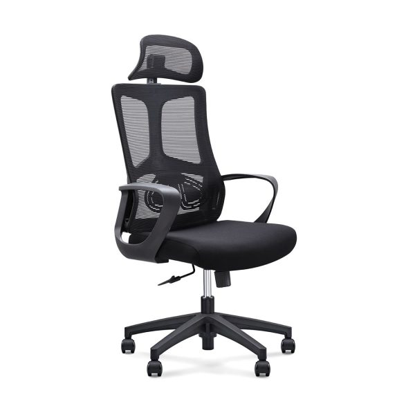 BF8600 Πολυθρόνα Γραφείου Διευθυντή, Mesh Μαύρο, Ύφασμα Μαύρο - Image 2