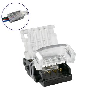 70722 Ταχυσύνδεσμος Ένωσης IP20 – Strip To Cable Connector για Ένωση 1 x RGB Ταινίας LED Πλάτους 10mm με 1 x Καλώδιο Τροφοδοσίας