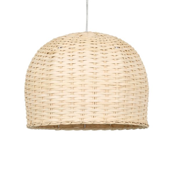 BERMUDA 01708 Boho Κρεμαστό Φωτιστικό Καμπάνα Μονόφωτο 1 x E27 IP20 Μπεζ Ξύλο - Μ31 x Π31 x Y22cm