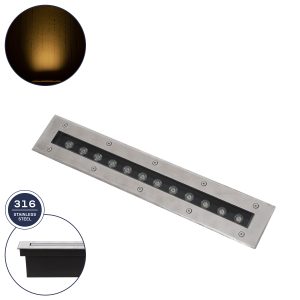 UNDERGROUND-REMVI 90192 Χωνευτή Μπάρα Φωτισμού Wall Washer LED 12W 1080lm 10° DC 24V Αδιάβροχο IP68 Θερμό Λευκό 2700K Dimmable – Ανοξείδωτο Ατσάλι 304 – Μ50 x Π7.4 x Υ7cm / Μ48.5 x Π7.5cm – 3 Χρόνια Εγγύηση