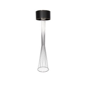 NOVA 201-0039 Μοντέρνο Επιδαπέδιο Φωτιστικό 1 x E27 IP20 Ασημί Μεταλλό με Μαύρο Ύφασμα – Μ36 x Π36 x Υ148cm