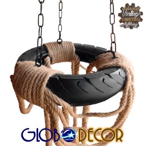 RUNNER 01115 Vintage Κρεμαστό Φωτιστικό Ανάρτηση Πολύφωτο 6 x E27 IP20 Μαύρο Πλαστικό με Μπεζ Σχοινί – Μ45 x Π45 x Υ60cm